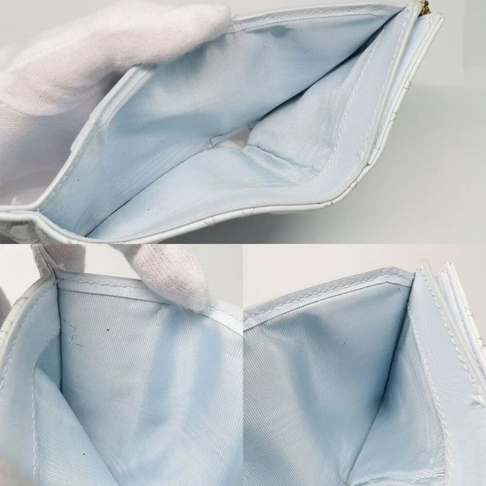 Dior Joli Hibiscus Wallet S3105 Unjb Trifold Wallet Light Blue Leather
